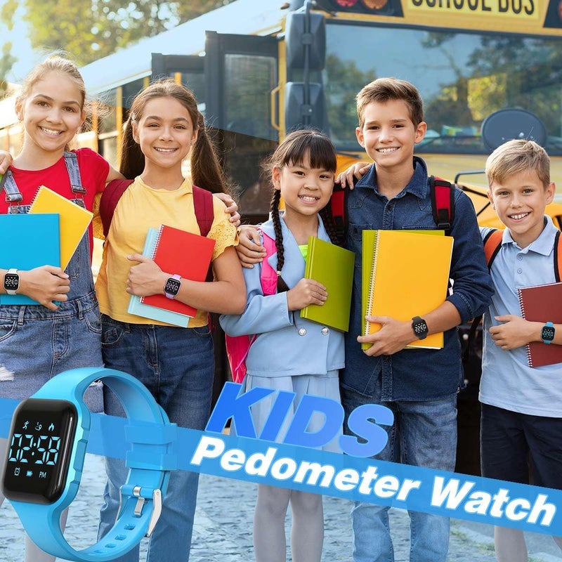synwoo Kids LED Digital Watch, with Pedometer Step Counter, Waterproof, Sport Wristwatch, Calendar, Alarm Clock for Children Boys Girls Teens - Image 2